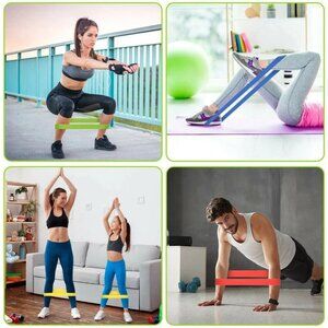 Resistance Loop Bands Workout Strength Fitness Yoga Gym Exercise Pull Up 4 Set